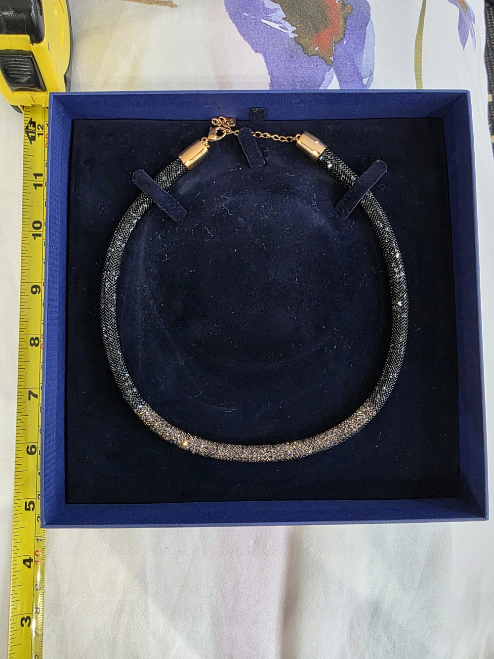Stardust Crystal Necklace Swarovski Black Rose Gold Sparkle Choker Necklace NEW